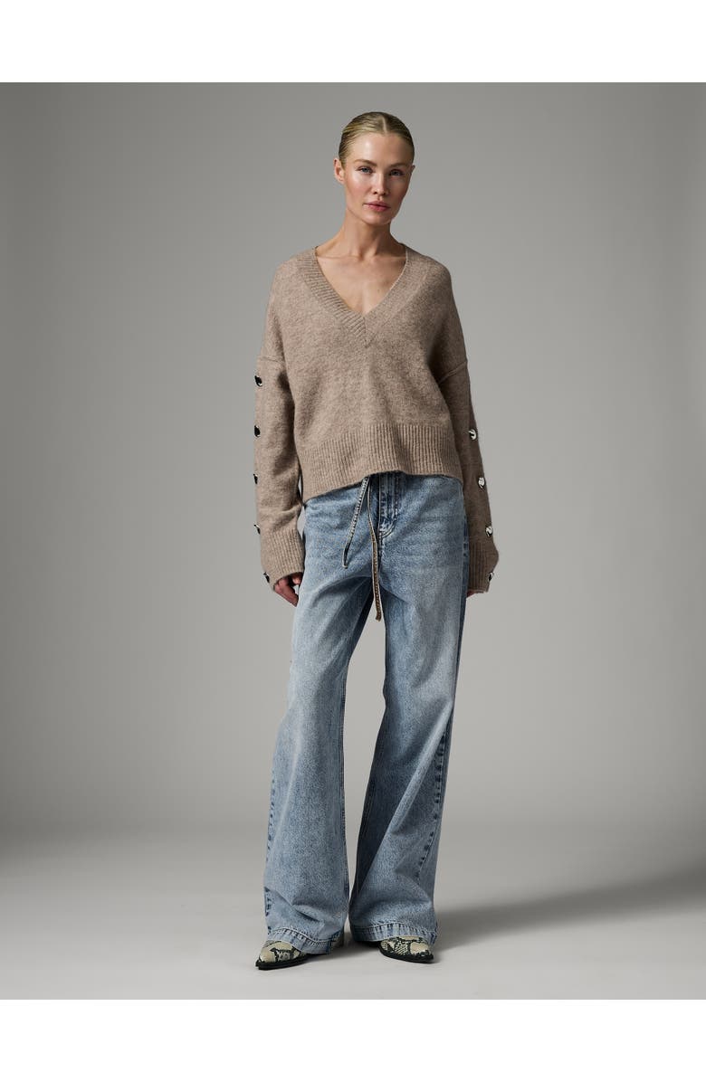 Day Solange Oversized Button Detail Sweater, Alternate, color, Hazel Melange