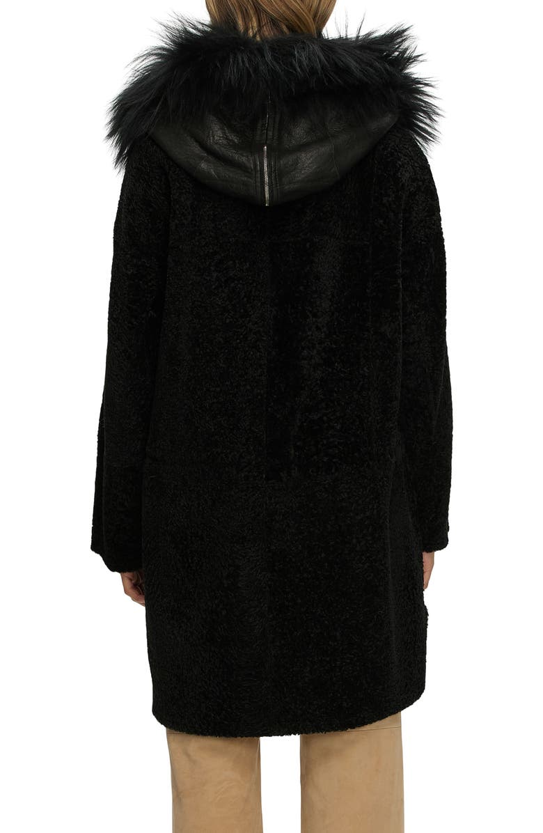 GORSKI Reversible Genuine Shearling Stroller with Genuine Shearling Hood Trim, Alternate, color, Black/Black