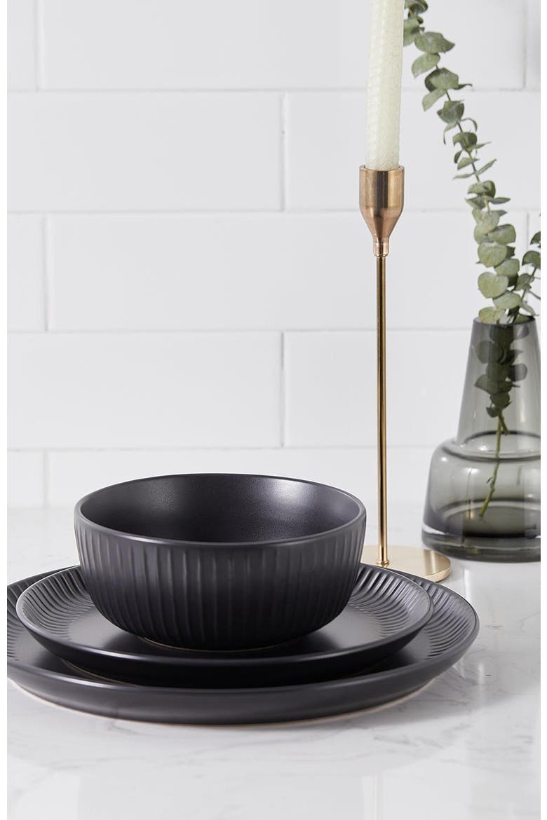 Logan Stoneware 24-Piece Dinnerware Set, Alternate, color, Black 24-Pieces