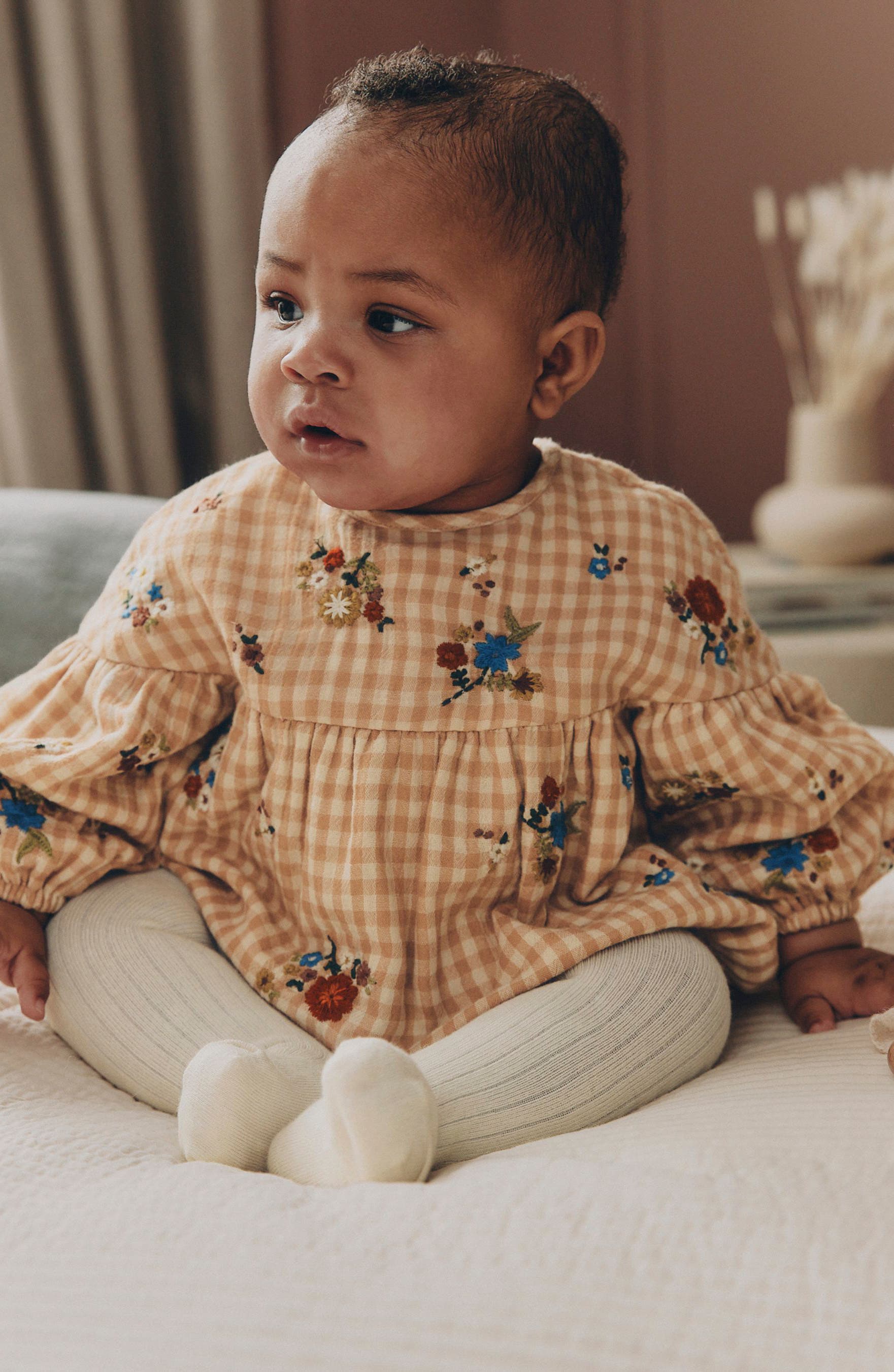 NEXT Kids' Gingham Embroidered Bubble Romper | Nordstrom
