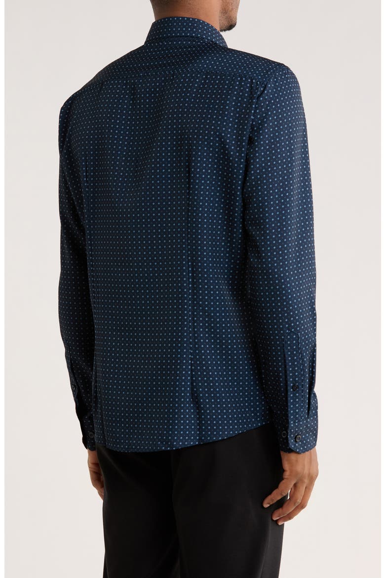 Microfiber Button-Up Sport Shirt, Alternate, color, NAVY