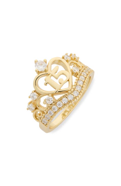 Quince Heart & Crown CZ Ring