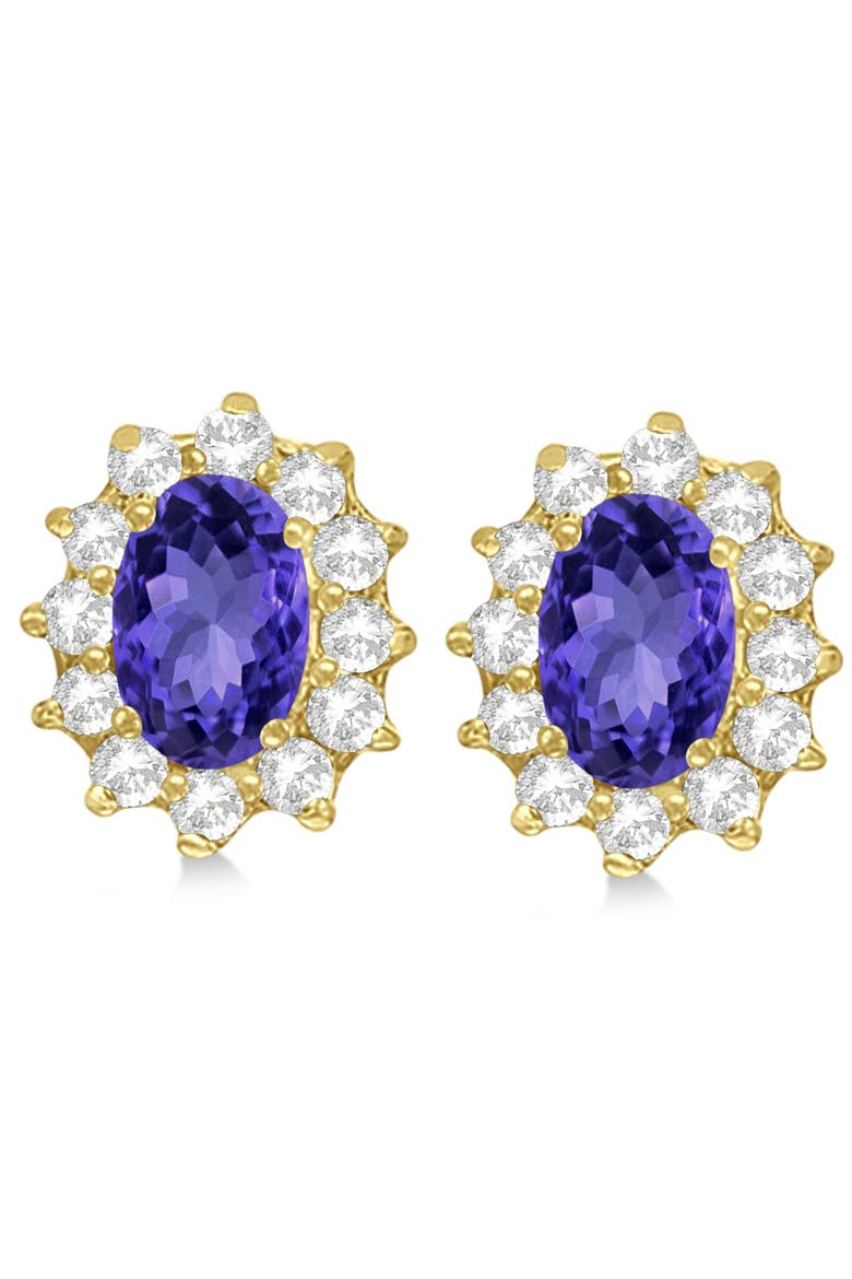 Oval Lab Tanzanite & Diamond Earrings 14k Yellow, Alternate, color, 2.05ct/Yellow Gold