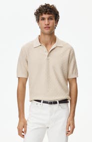 H&M Slim-fit Textured-knit Polo Shirt