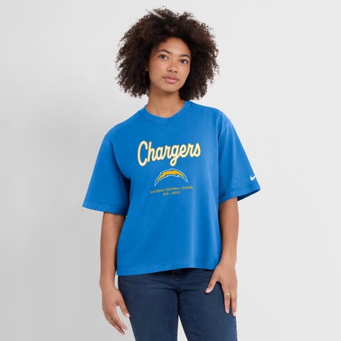 Women's Nike Powder Blue Los Angeles Chargers Essential Script Relaxed Boxy T-Shirt