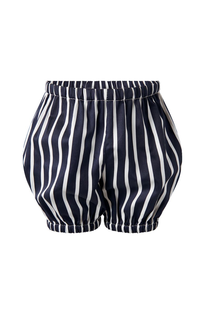 Rachel Riley Stripe Bow Dress & Bloomers, Alternate, color, Navy