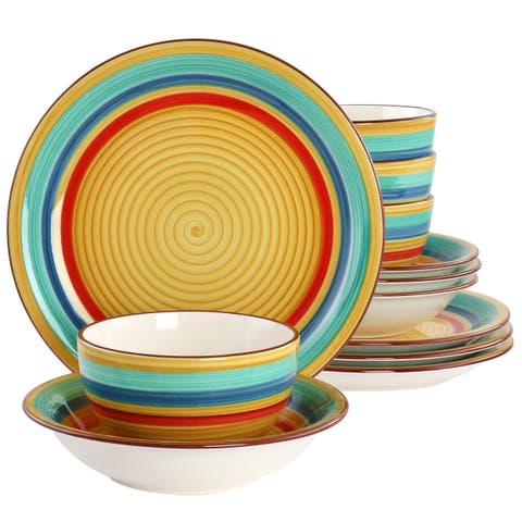 Rainbow 12 Piece Stoneware Dinnerware Set  Multi