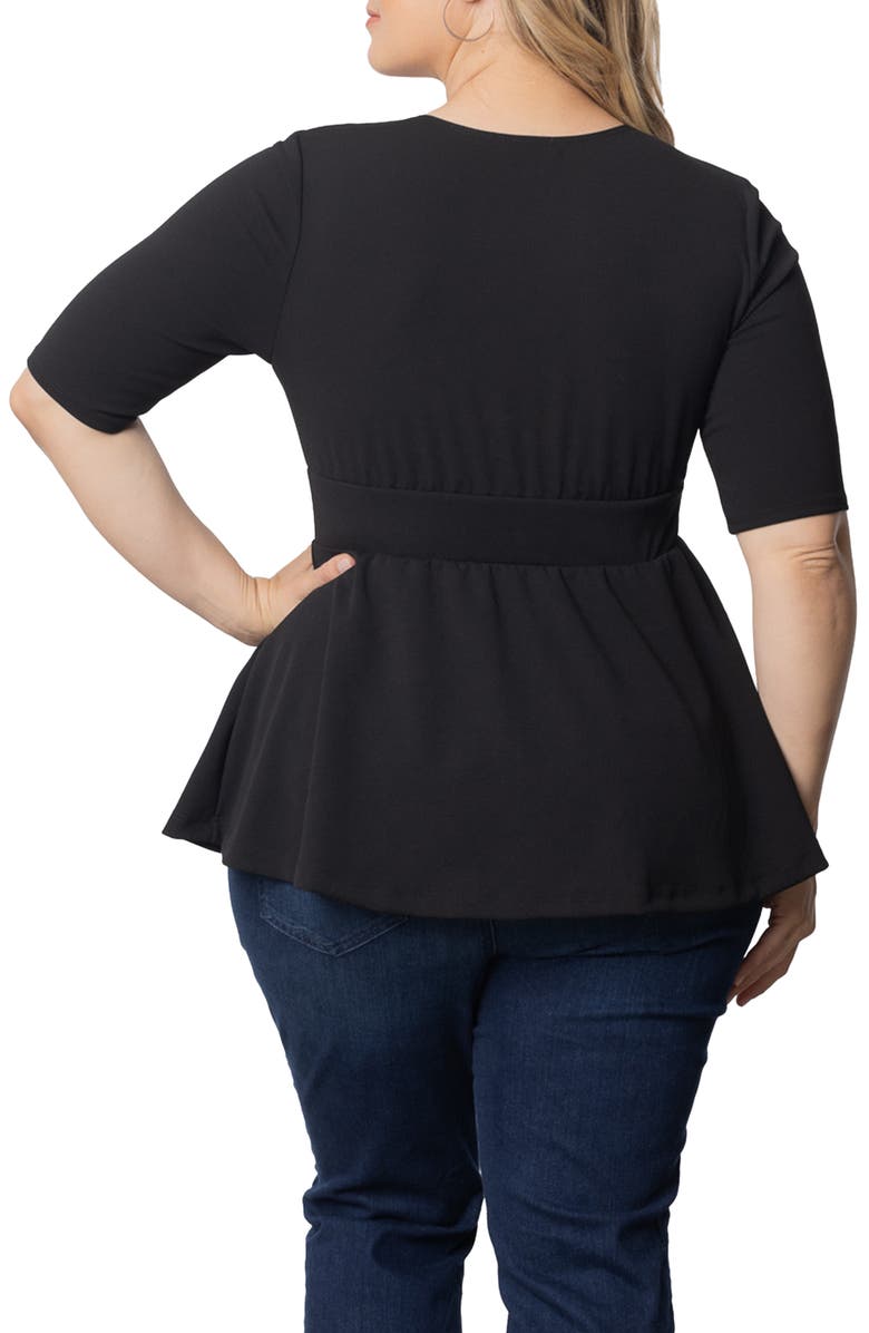 Kiyonna Posh Peplum Top, Alternate, color, Black Noir