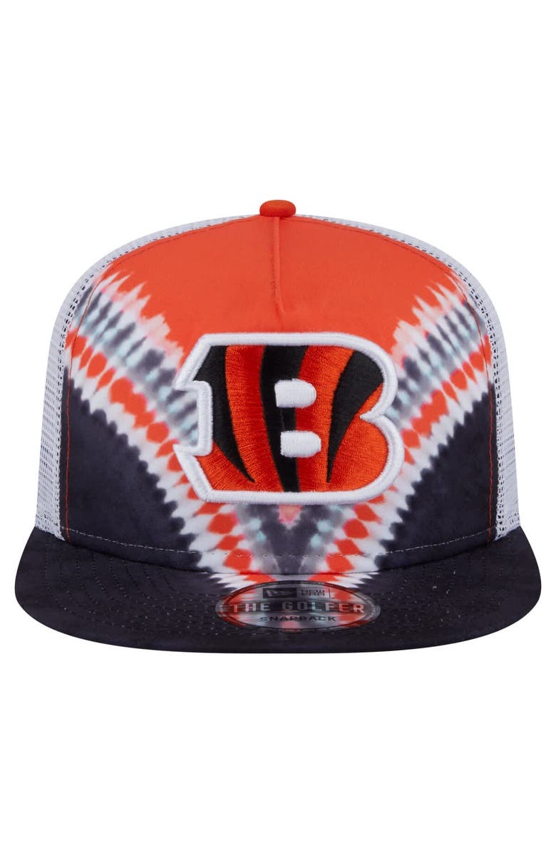 New Era Men's New Era Orange/Black Cincinnati Bengals Throwback Dye Golfer Snapback Hat, Alternate, color, Orange