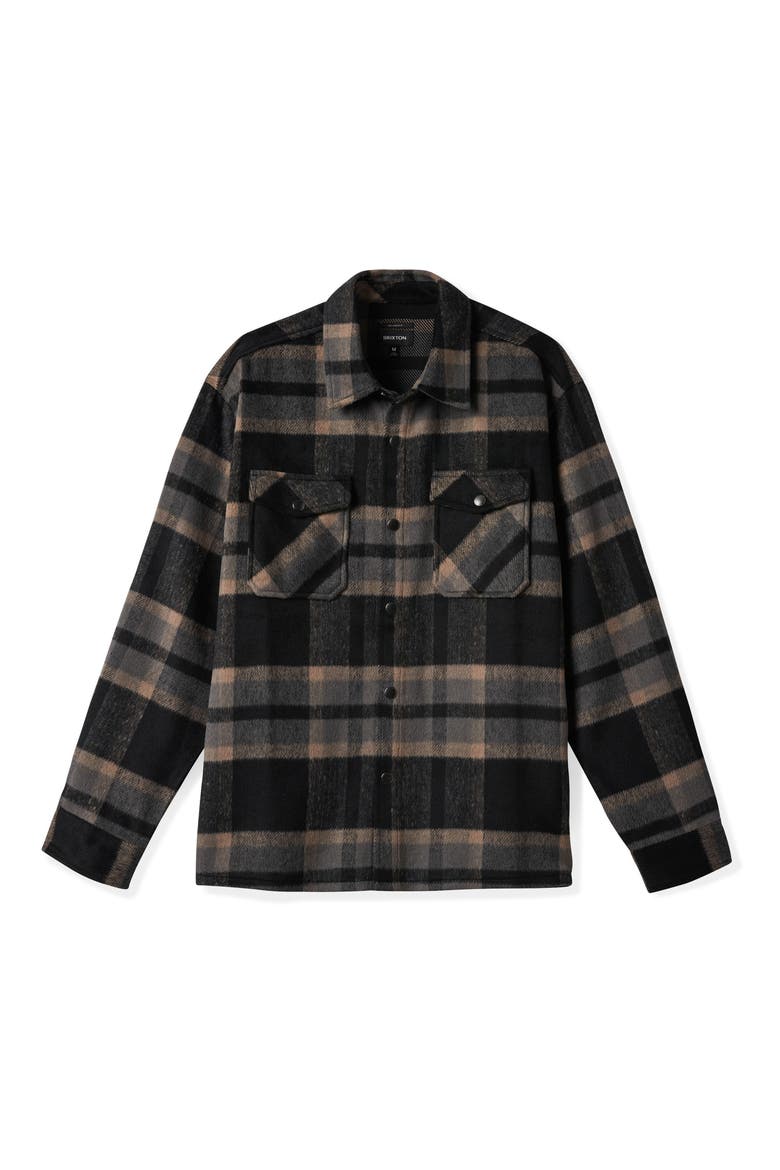 Selden Plaid Brushed Flannel Snap-Up Shirt, Alternate, color, BLACK/ CHARCOAL