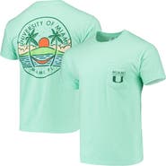 IMAGE ONE Men's Mint Green Miami Hurricanes Circle Scene Comfort Colors Pocket T-Shirt