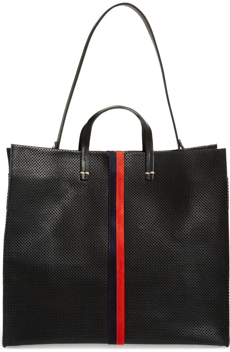 Clare V. Simple Stripe Perforated Leather Tote, Main, color,