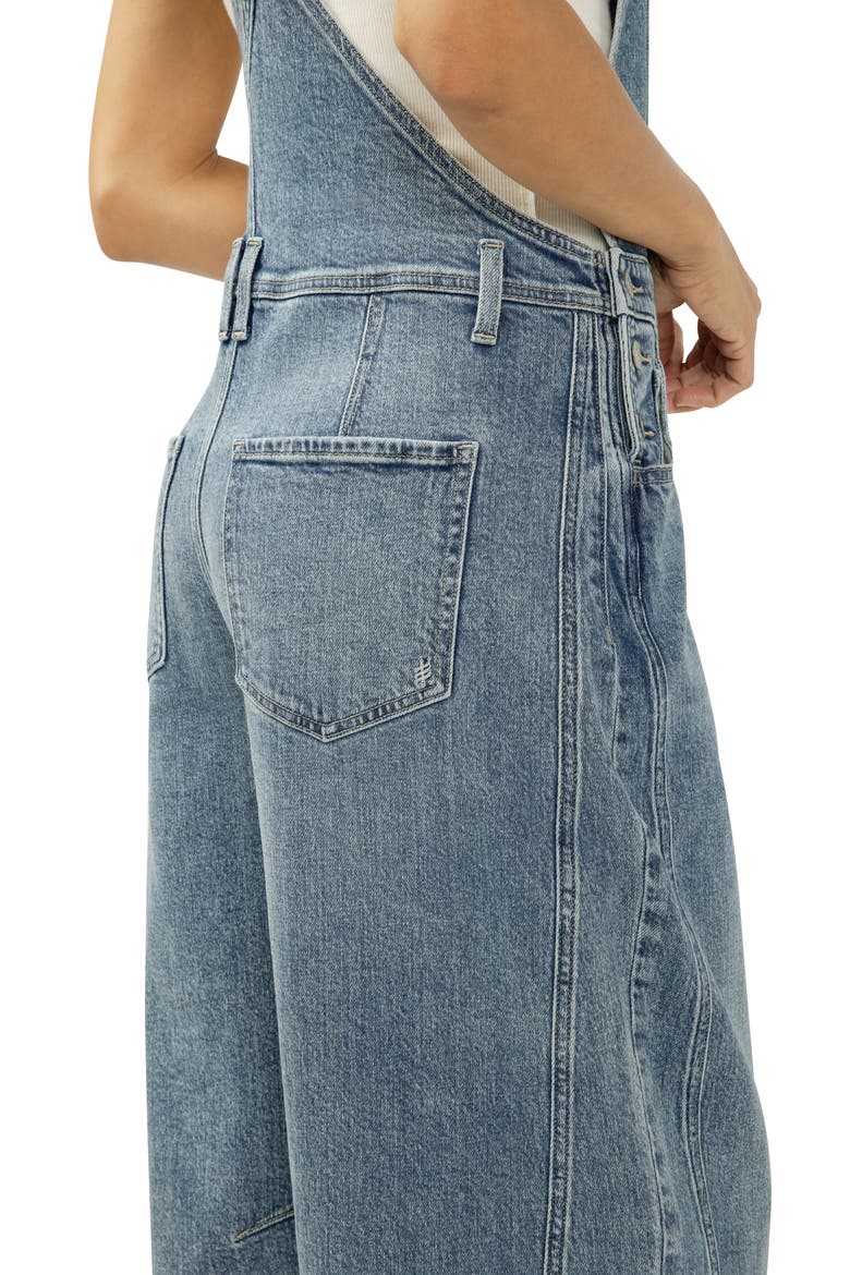 Barrel Leg Denim Overalls, Alternate, color, MIRAMAR
