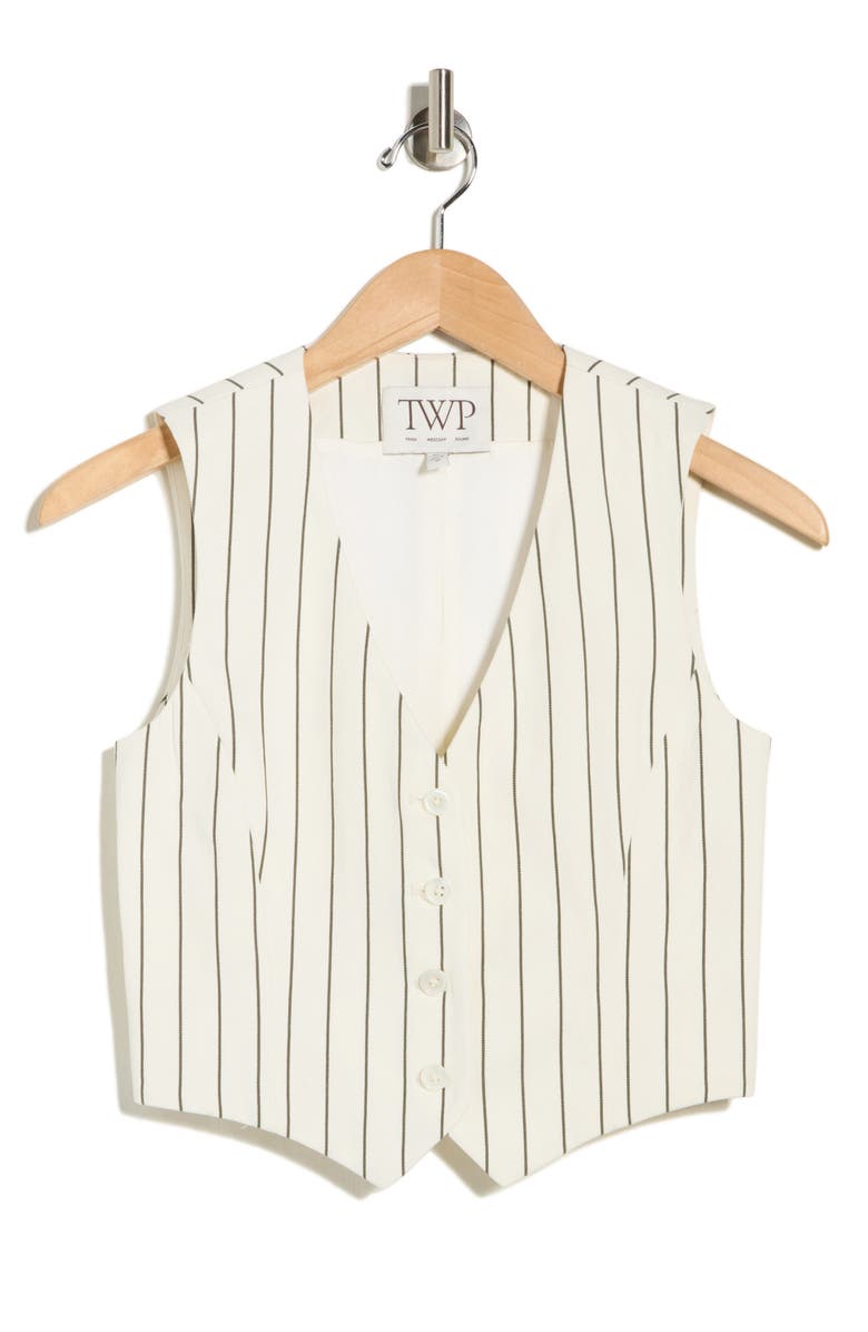 TWP Kikis Pinstripe Vest, Main, color, Ivory / Chocolate