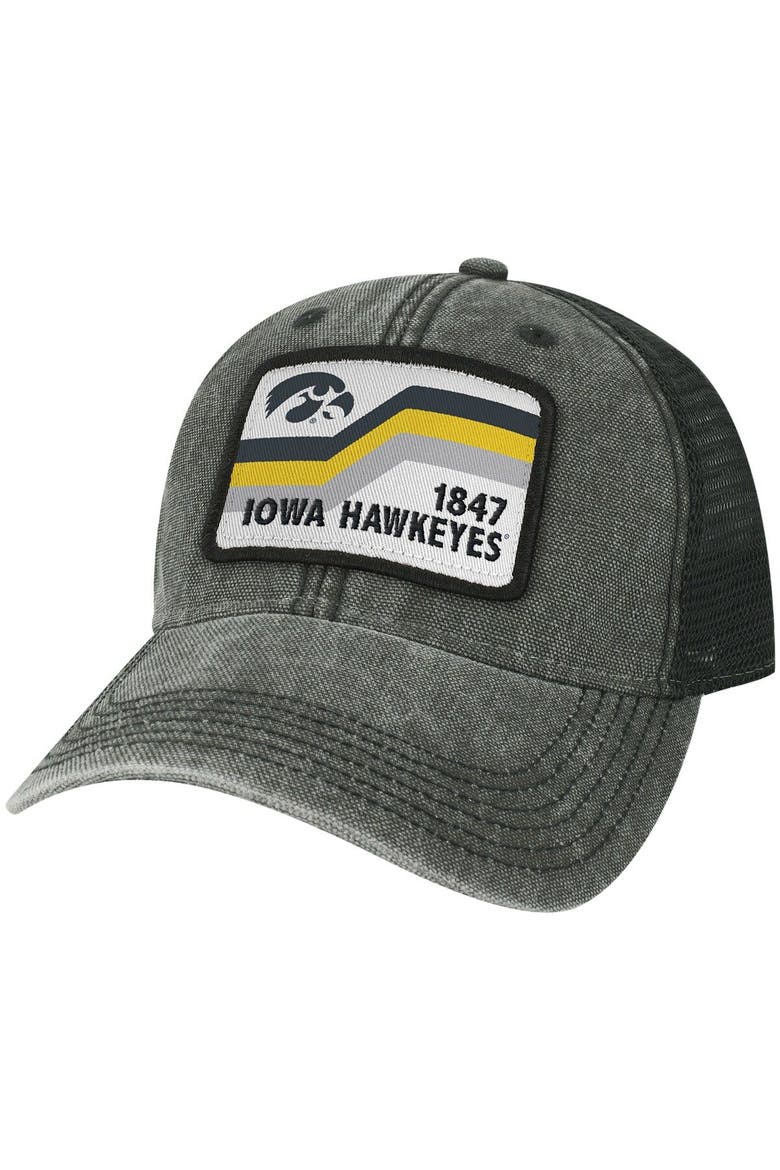 Men's Black Iowa Hawkeyes Sun & Bars Dashboard Trucker Snapback Hat, Main, color, Black