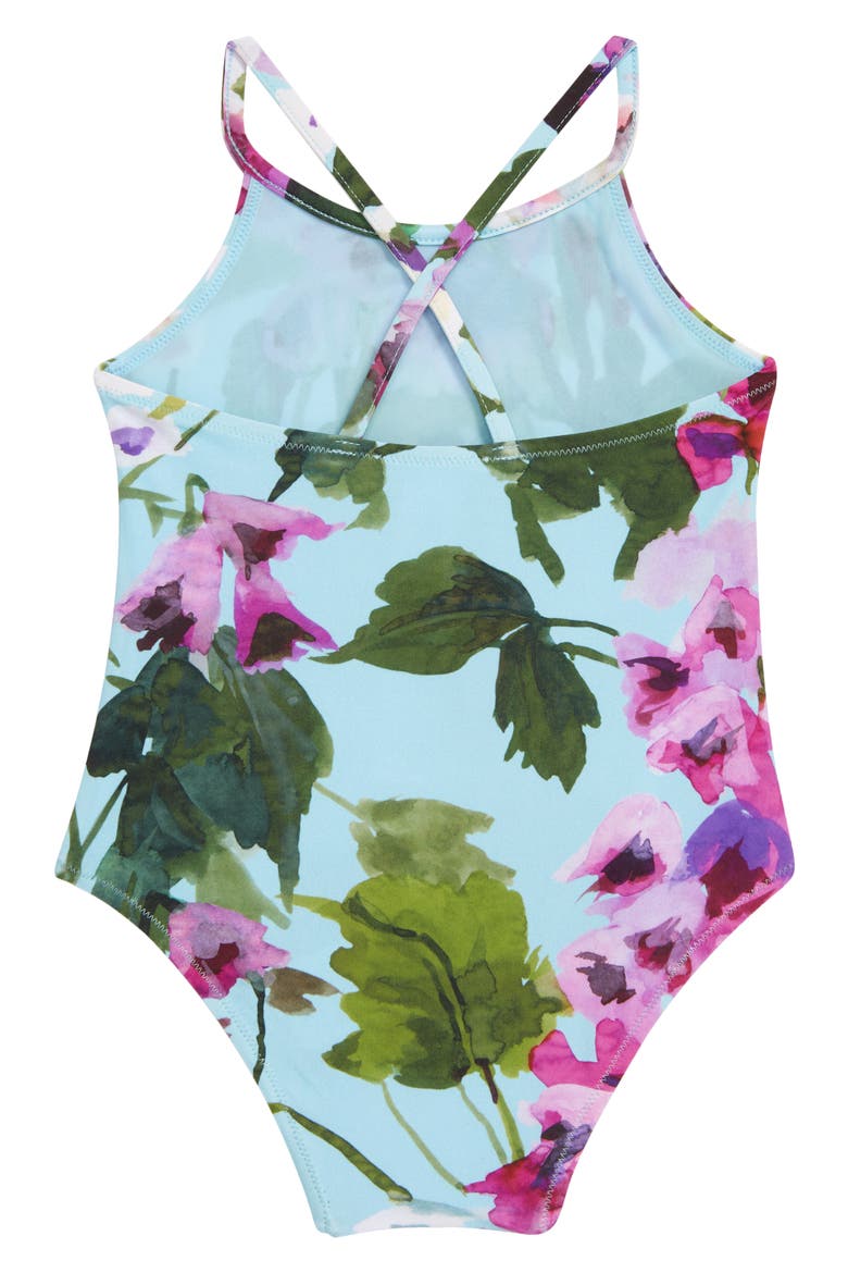 Floral Print One-Piece Swimsuit, Alternate, color, BLUE FLORAL