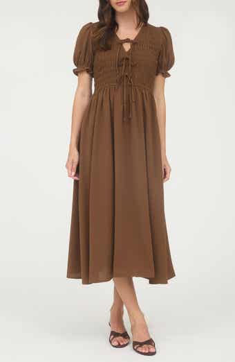 Blu Pepper Puff Sleeve Maxi Dress