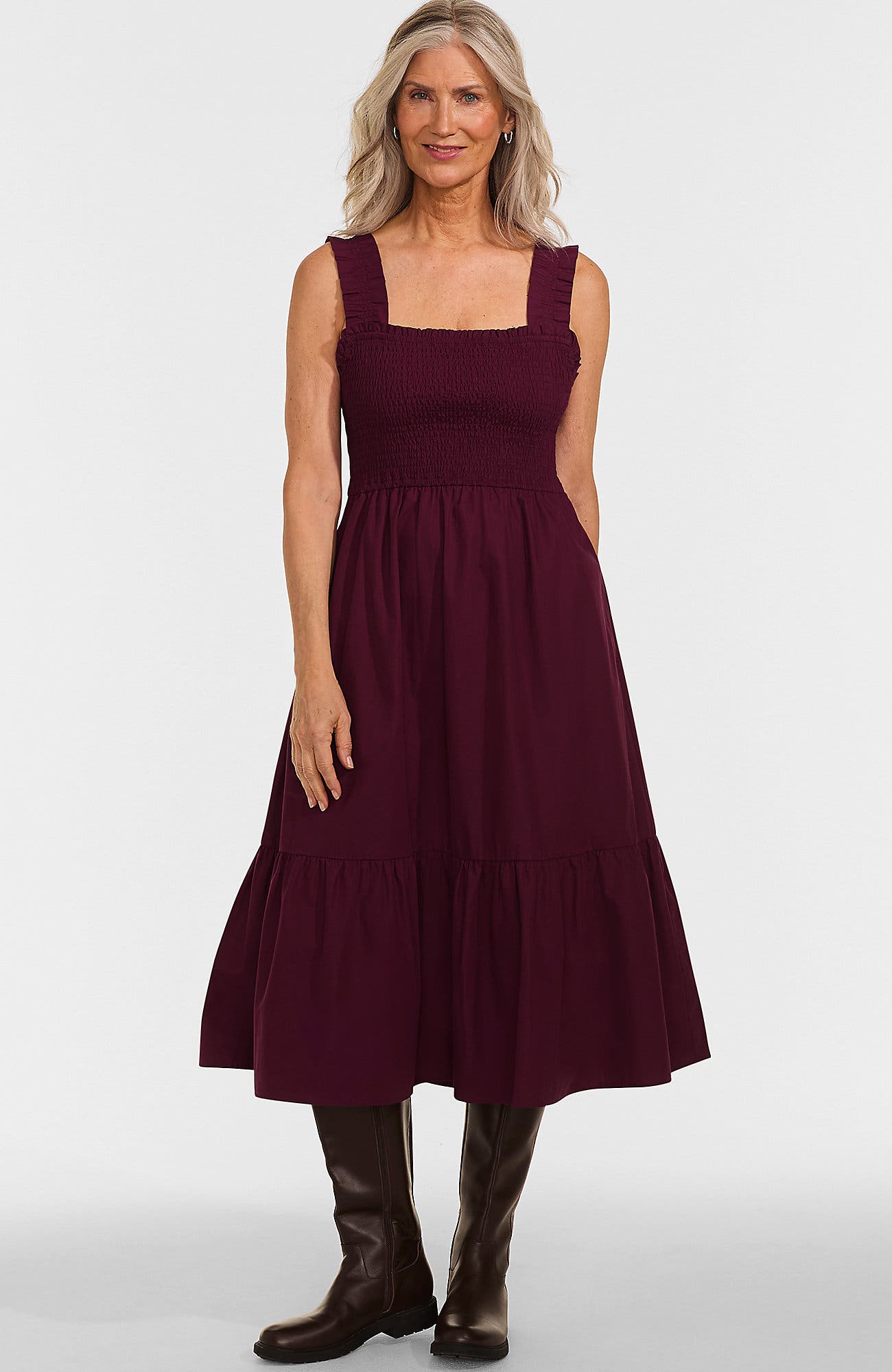 Cotton Poplin Ruffle Smocked Dress - image 3