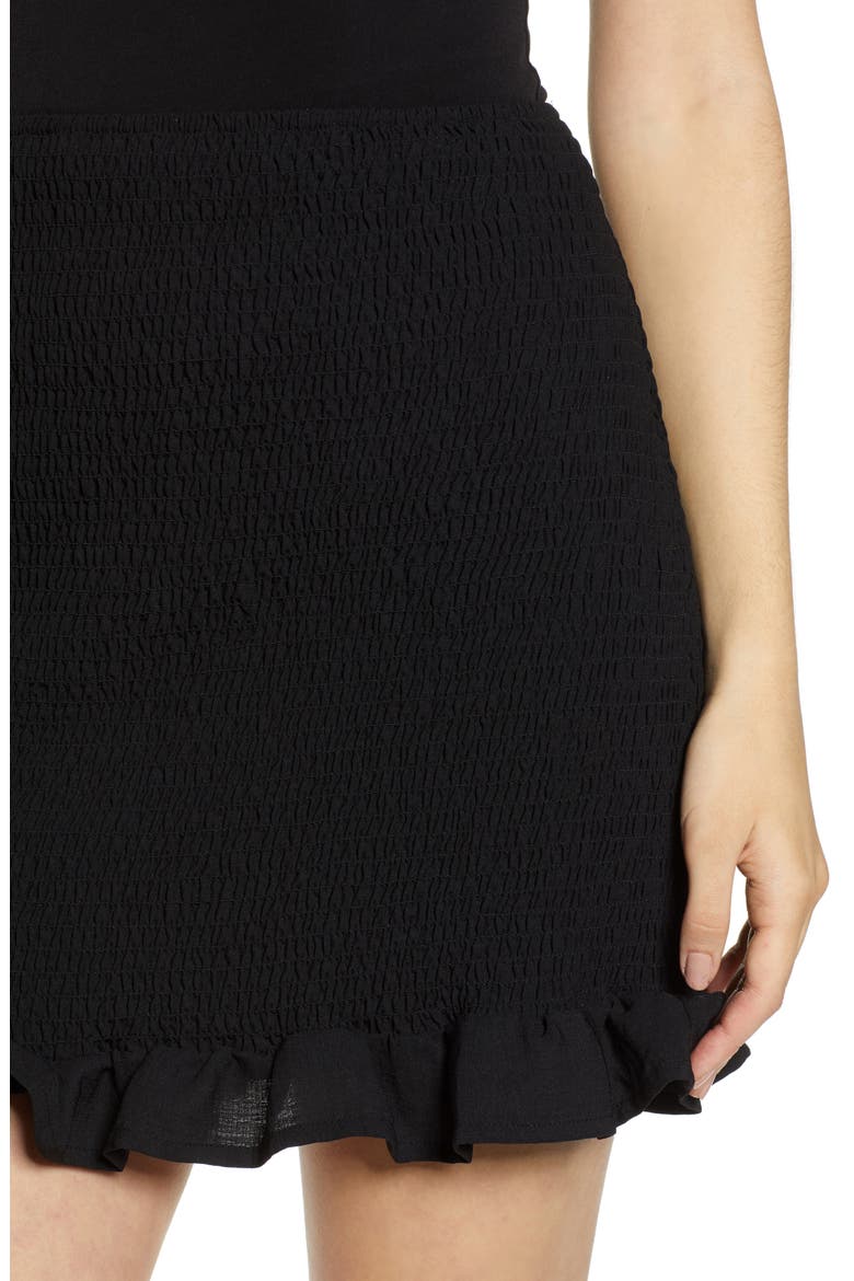 Smocked Skirt, Alternate, color, BLACK