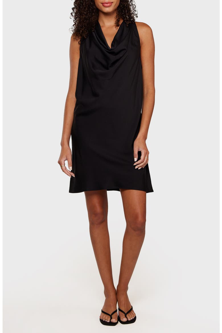 Cowl Neck Minidress, Main, color, BLACK
