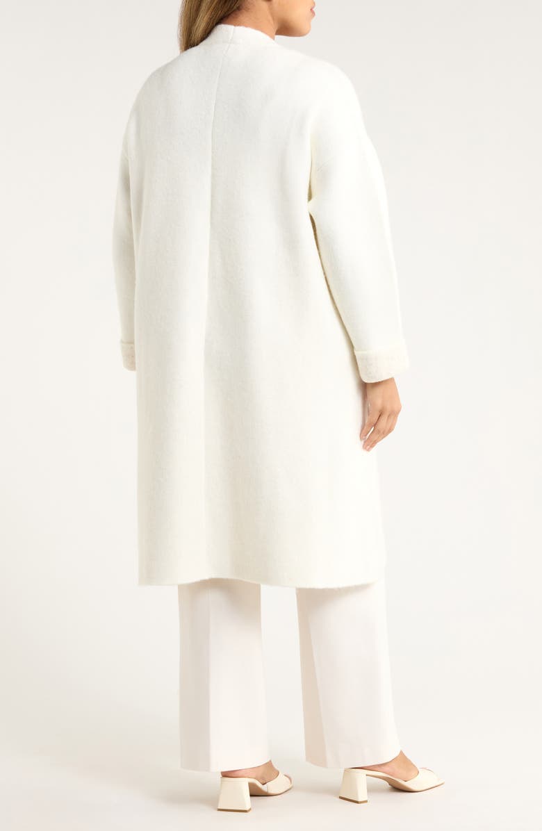 Anne Klein Wing Collar Sweater Coat, Alternate, color, White Dove Heather