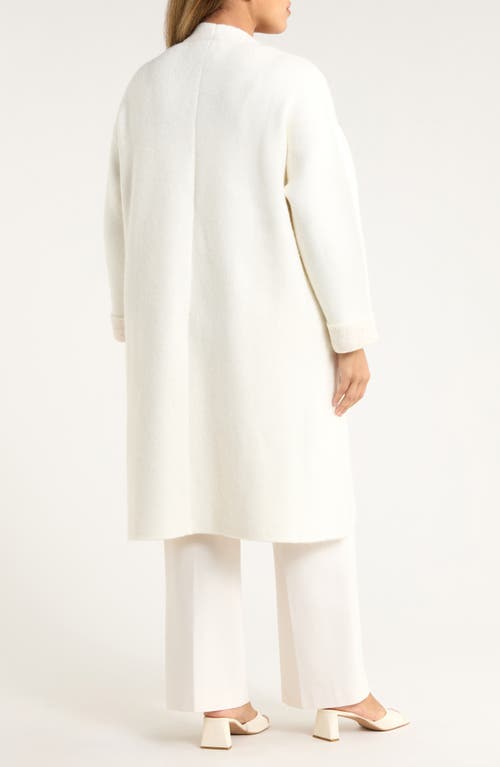 Anne Klein Wing Collar Sweater Coat In White