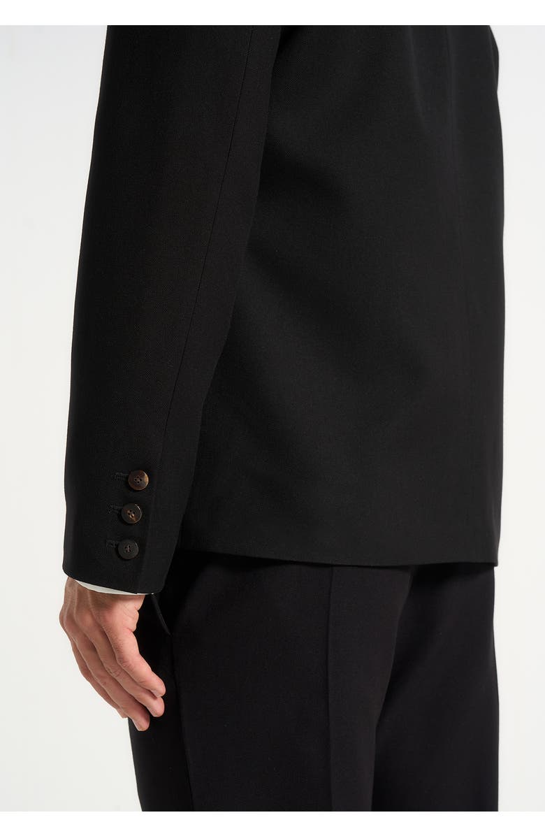 Manière De Voir Alec Double Breasted Suit Jacket With Contrast Lapel, Alternate, color, Black