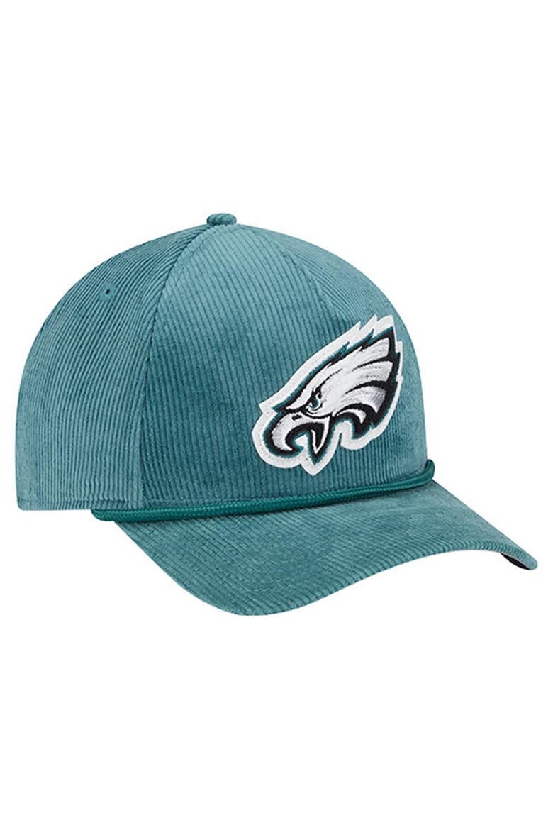 Men's New Era Midnight Green Philadelphia Eagles Cord Corduroy 9FORTY A-Frame Adjustable Hat, Alternate, color, Green