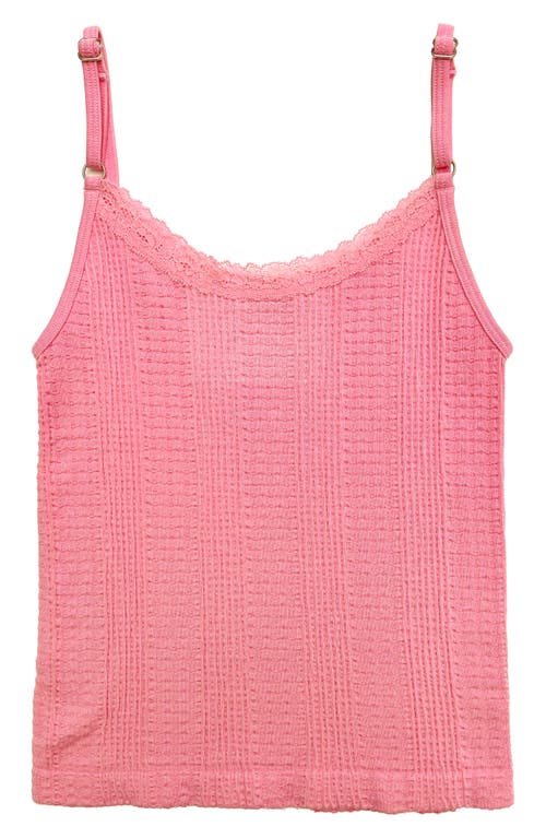 Suzette Collection Kids' Lace Trim Textured Camisole In Pink