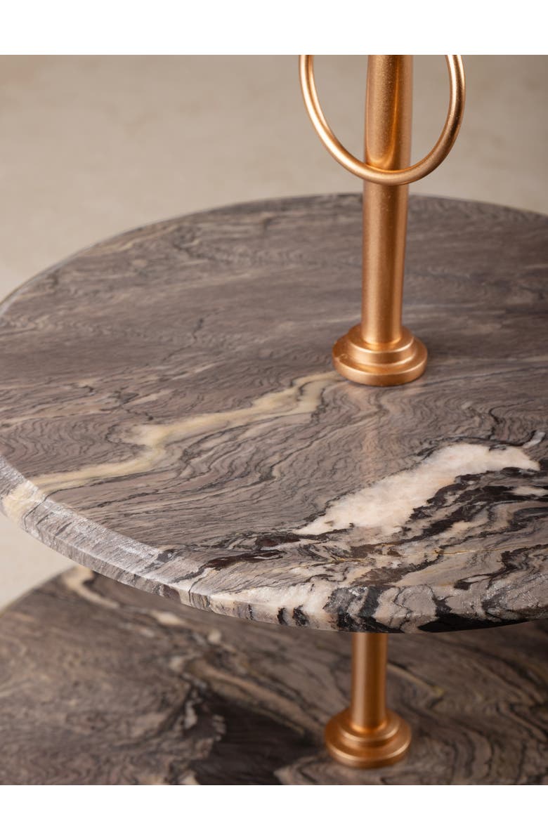 GAURI KOHLI Heavenly Brown Onyx Two-Tier Cake Stand, Alternate, color, Brown