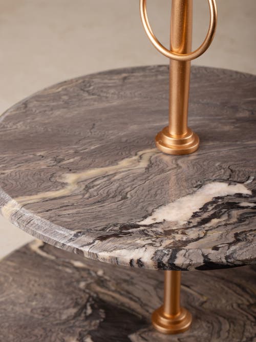Gauri Kohli Heavenly Brown Onyx Two-tier Cake Stand In Brown