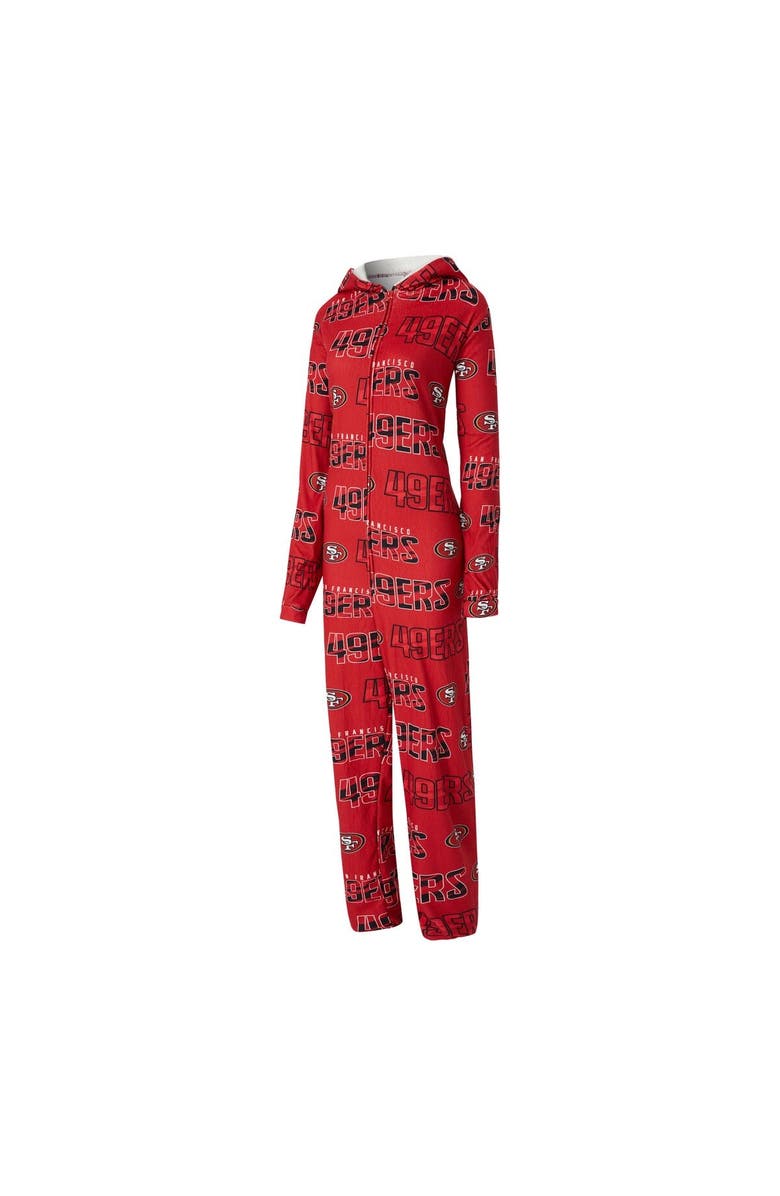CONCEPTS SPORT Women's Concepts Sport  Scarlet San Francisco 49ers Roadway Allover Print Microfleece Full-Zip Union Suit, Alternate, color, Scarlet
