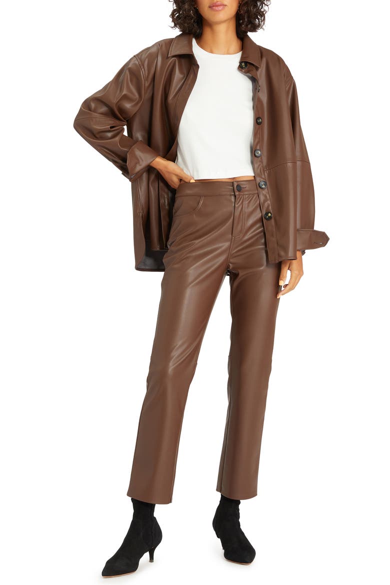 Sancturary Faux Leather Shacket, Alternate, color, MAHOGANY