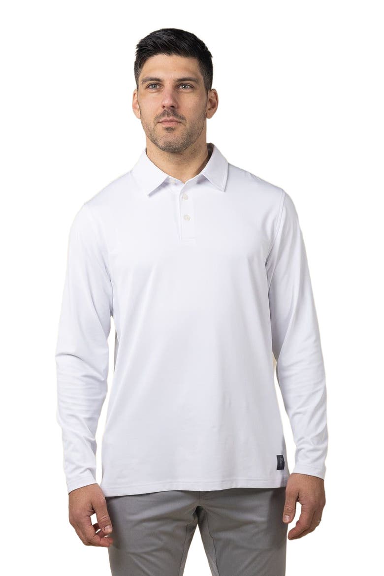 Shore Long Sleeve Stretch Performance Golf Polo, Alternate, color, White