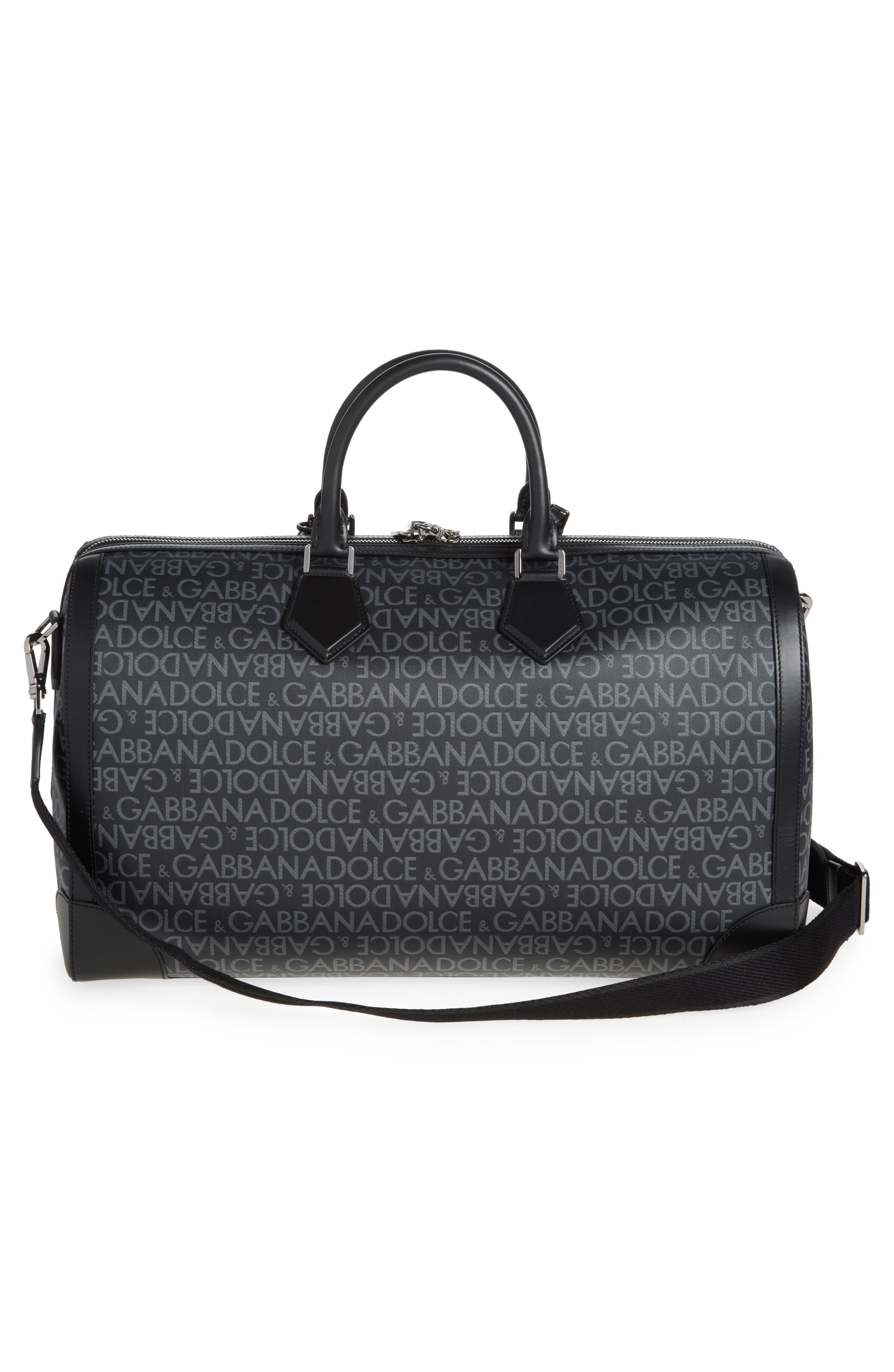 Dolce&Gabbana Logo Jacquard Duffle Bag, Alternate, color, Nero/ Grigio