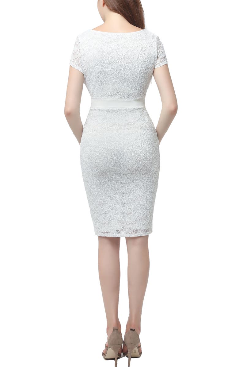 Kimi & Kai Lyanna Maternity Lace Sheath Dress, Alternate, color, White