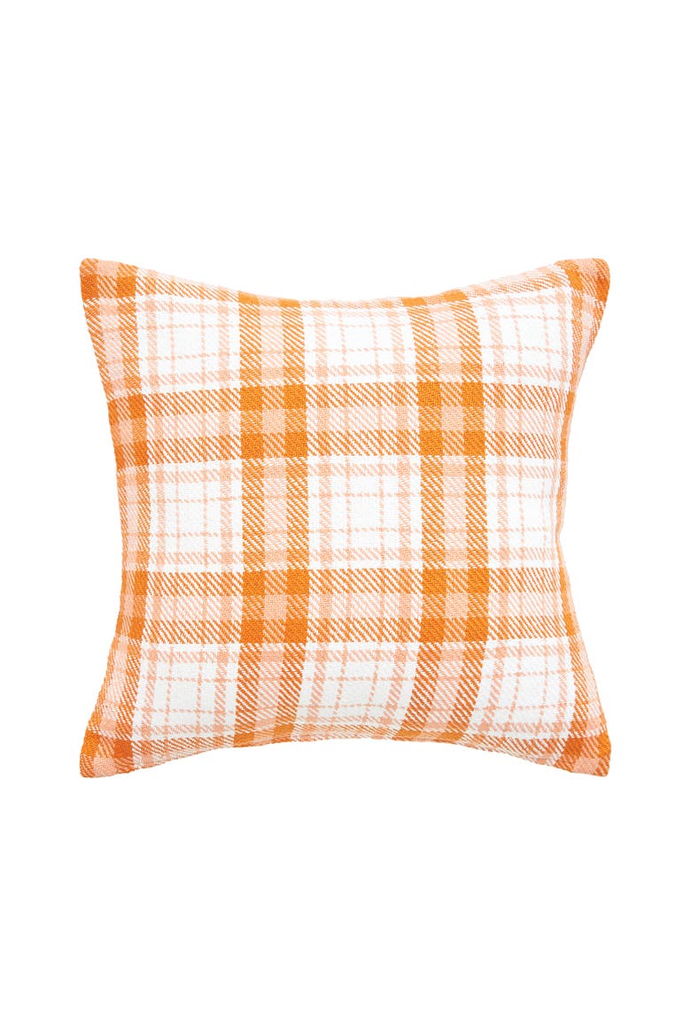 Hazel Plaid Woven Throw Pillow, Main, color, Orange