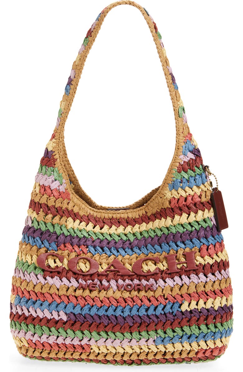 COACH Brooklyn 28 Woven Shoulder Bag, Main, color, Beige Multi