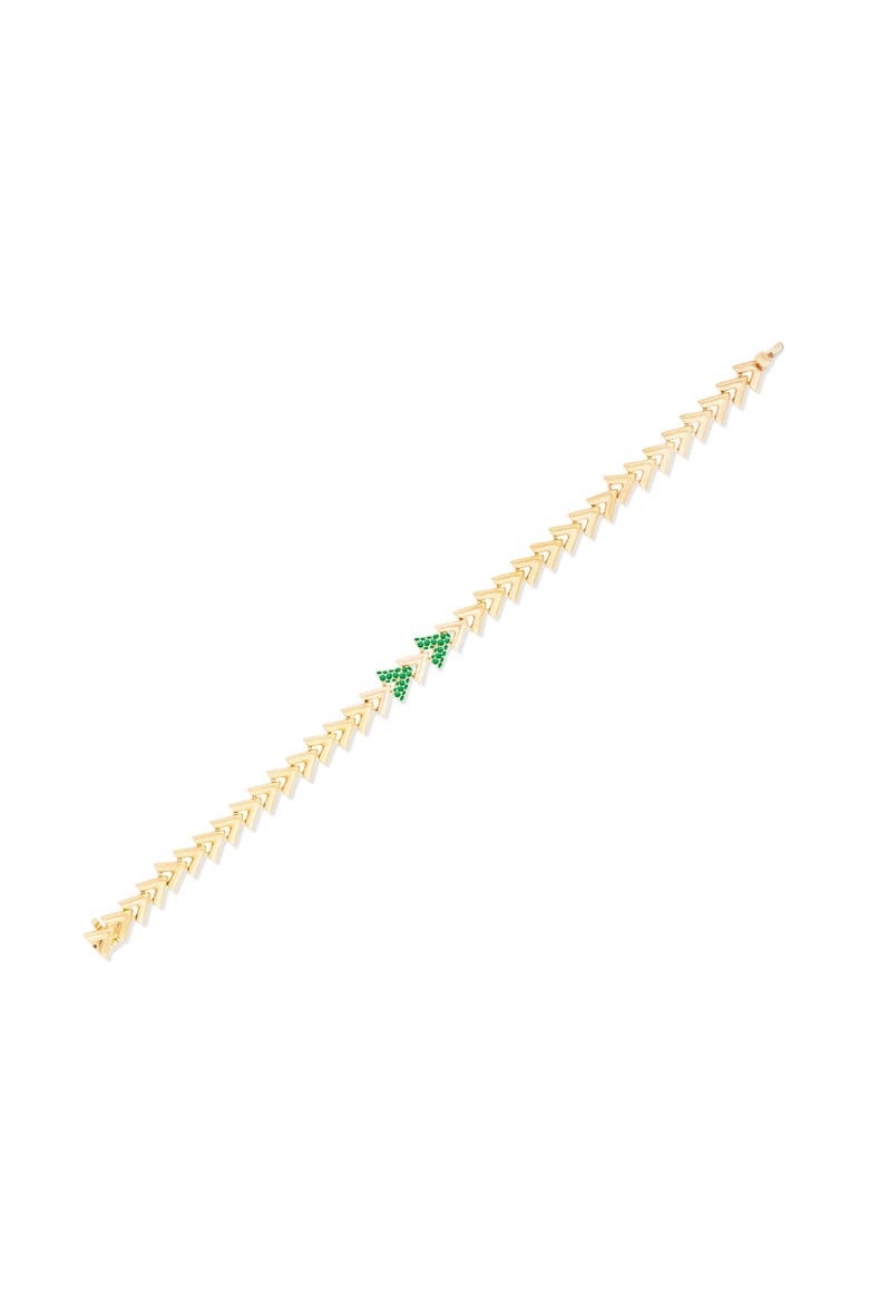Spark Chevron Link Bracelet, Alternate, color, Emerald-Gold