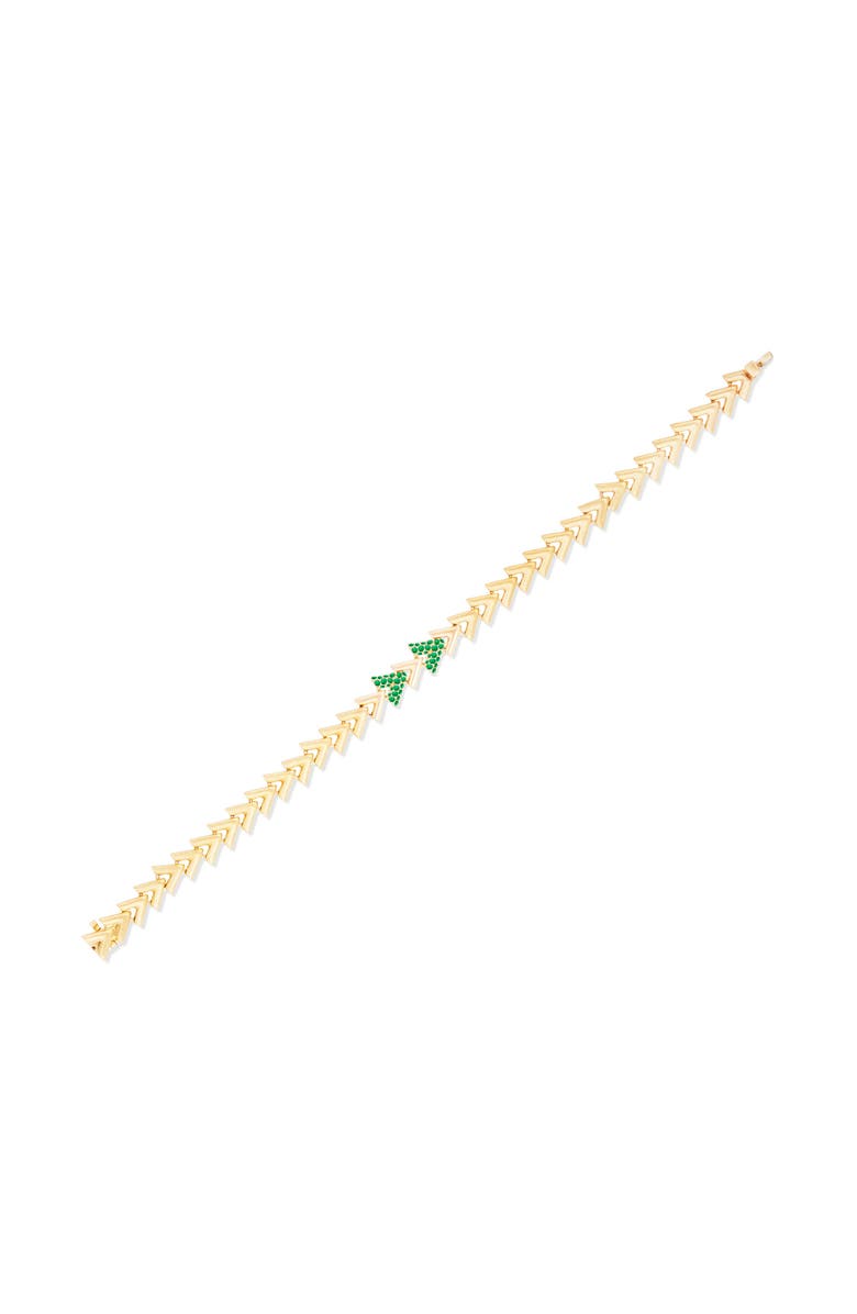 Campbell + Charlotte Spark Chevron Link Bracelet, Alternate, color, Emerald-Gold