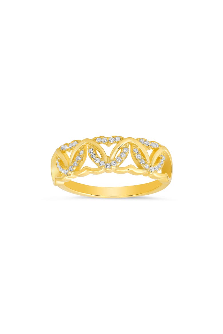 Sterling Silver Interlock Cubic Zirconia Heart Ring, Main, color, GOLD