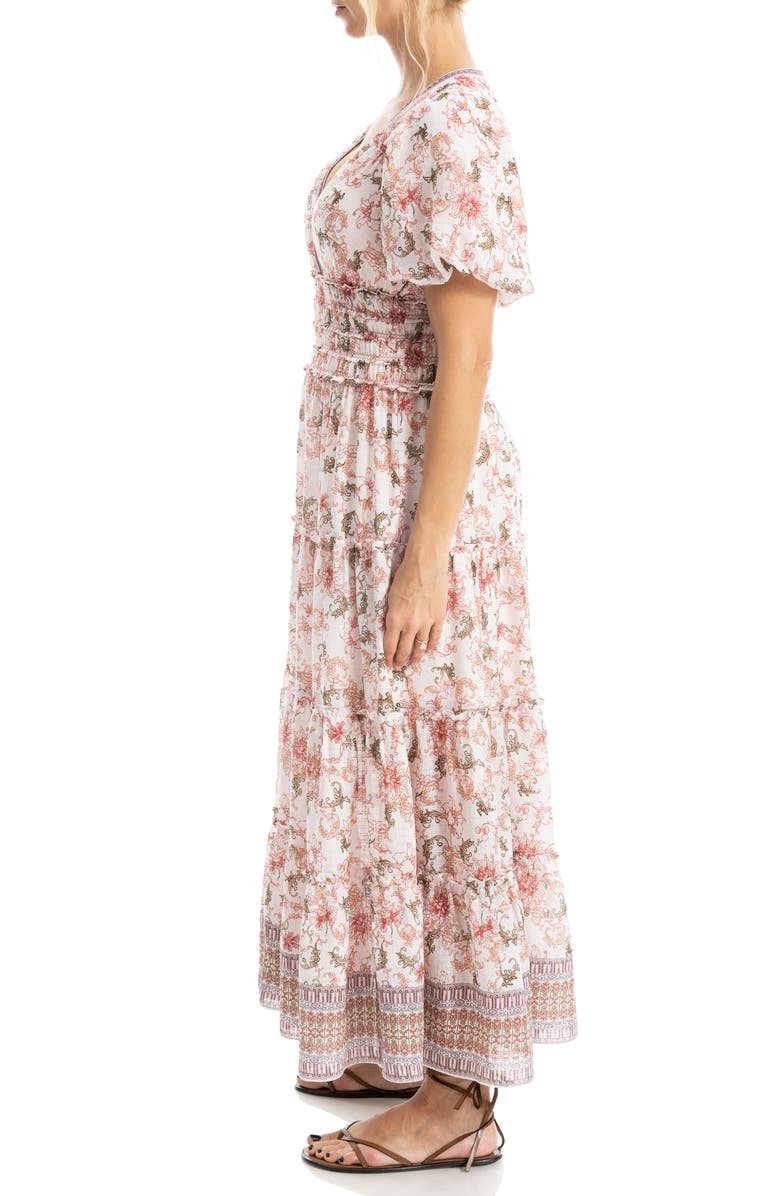 MAX STUDIO Short Sleeve V-Neck Maxi Dress, Alternate, color, Pink/ Mauve Kimono Floral