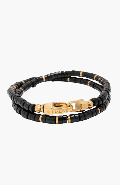 Black Onyx Heishi Wrap Bracelet
