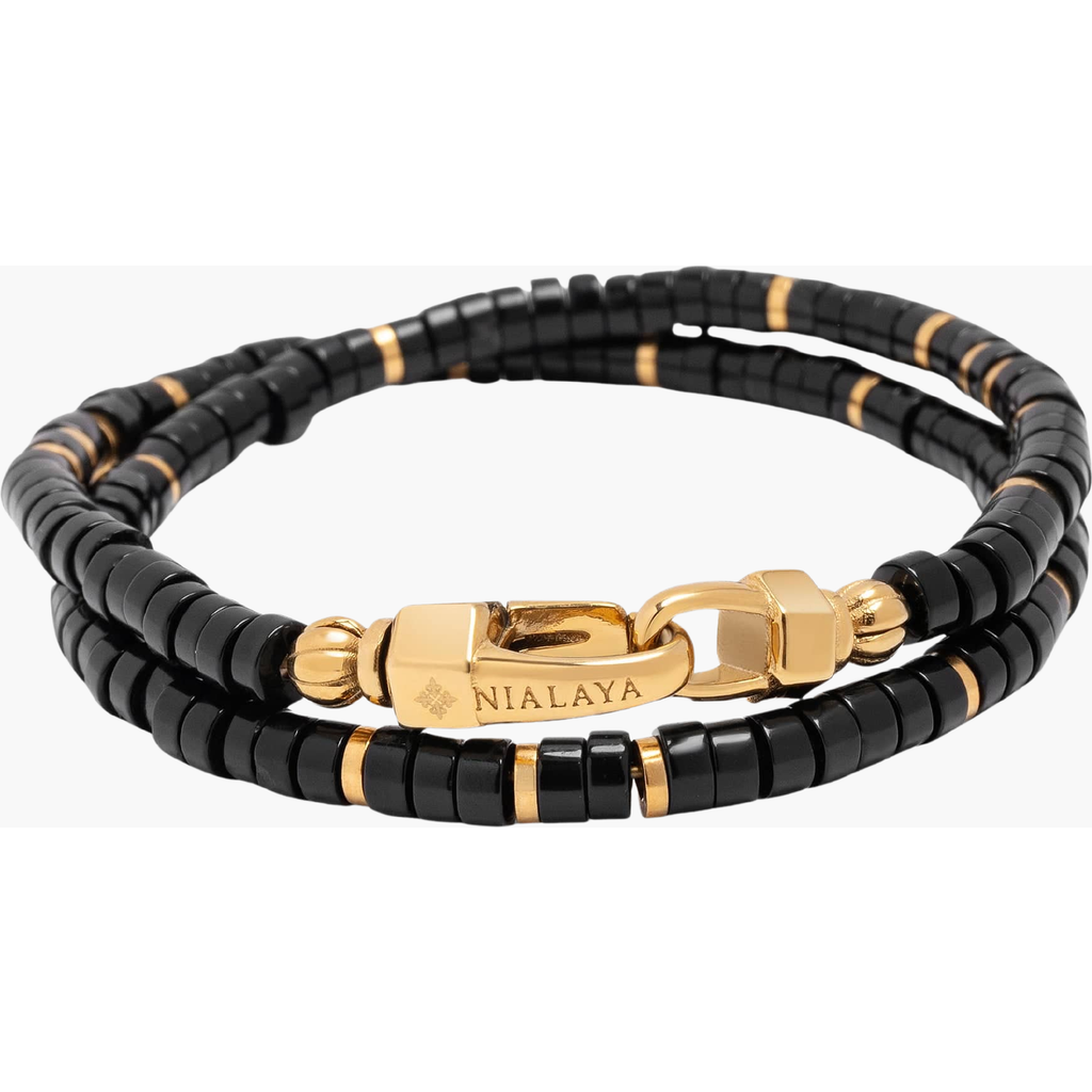 Nialaya Black Onyx Heishi Wrap Bracelet  product