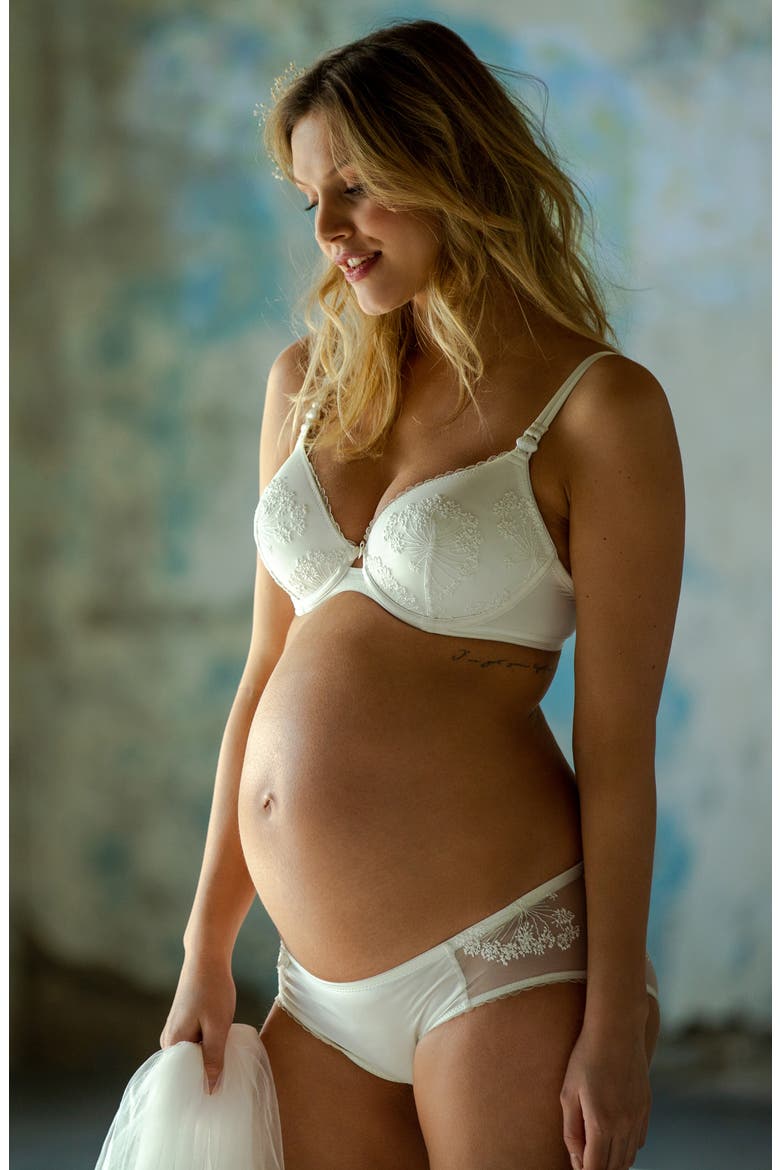 Louise Embroidered Maternity Shorts, Alternate, color, IVORY