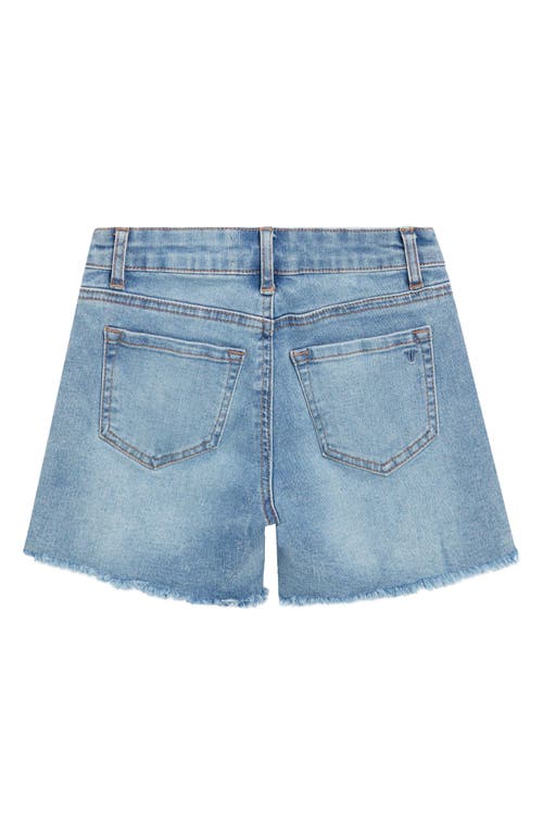 Shop Tractr Kids' Floral Patch Denim Cutoff Shorts In Indigo