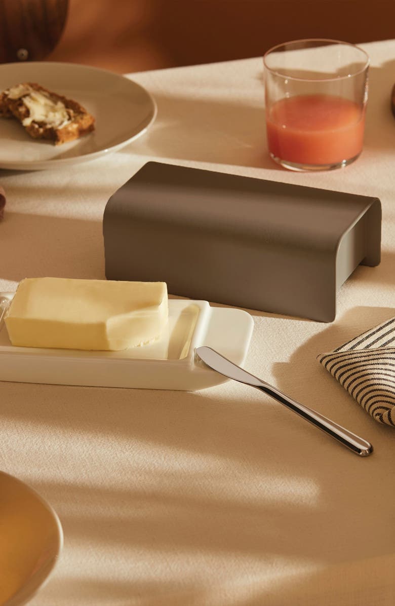 ALESSI Mattina Butter Dish, Alternate, color, Dark Gray