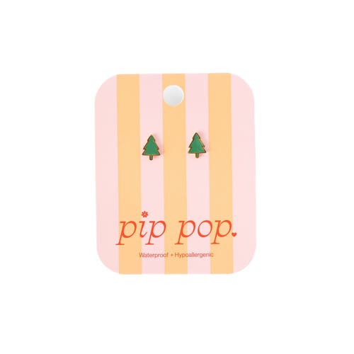 Pip Pop Christmas Tree Stud Earrings In Green
