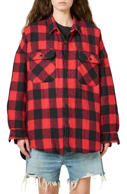 Buffalo Plaid Flannel Shirt Jacket