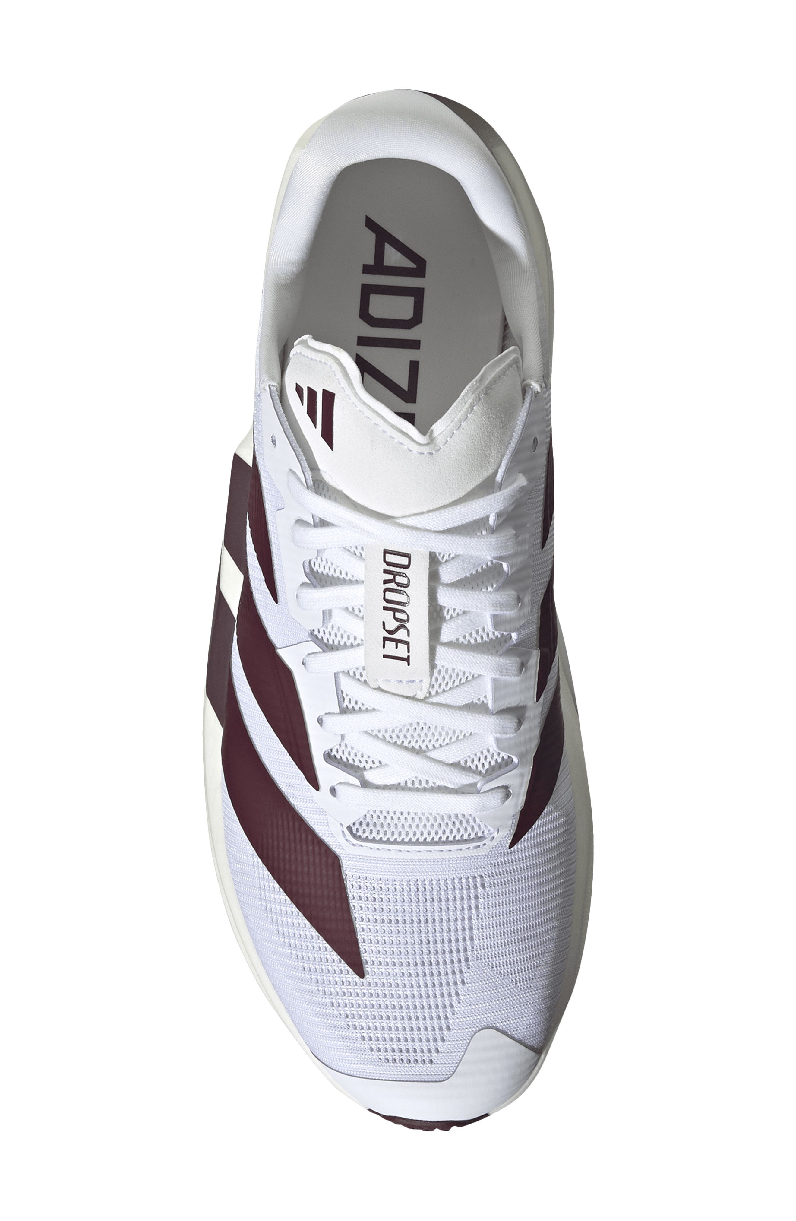 Adizero Dropset Pro Training Shoe, Alternate, color, WHITE/ MAROON/ IRON MET.
